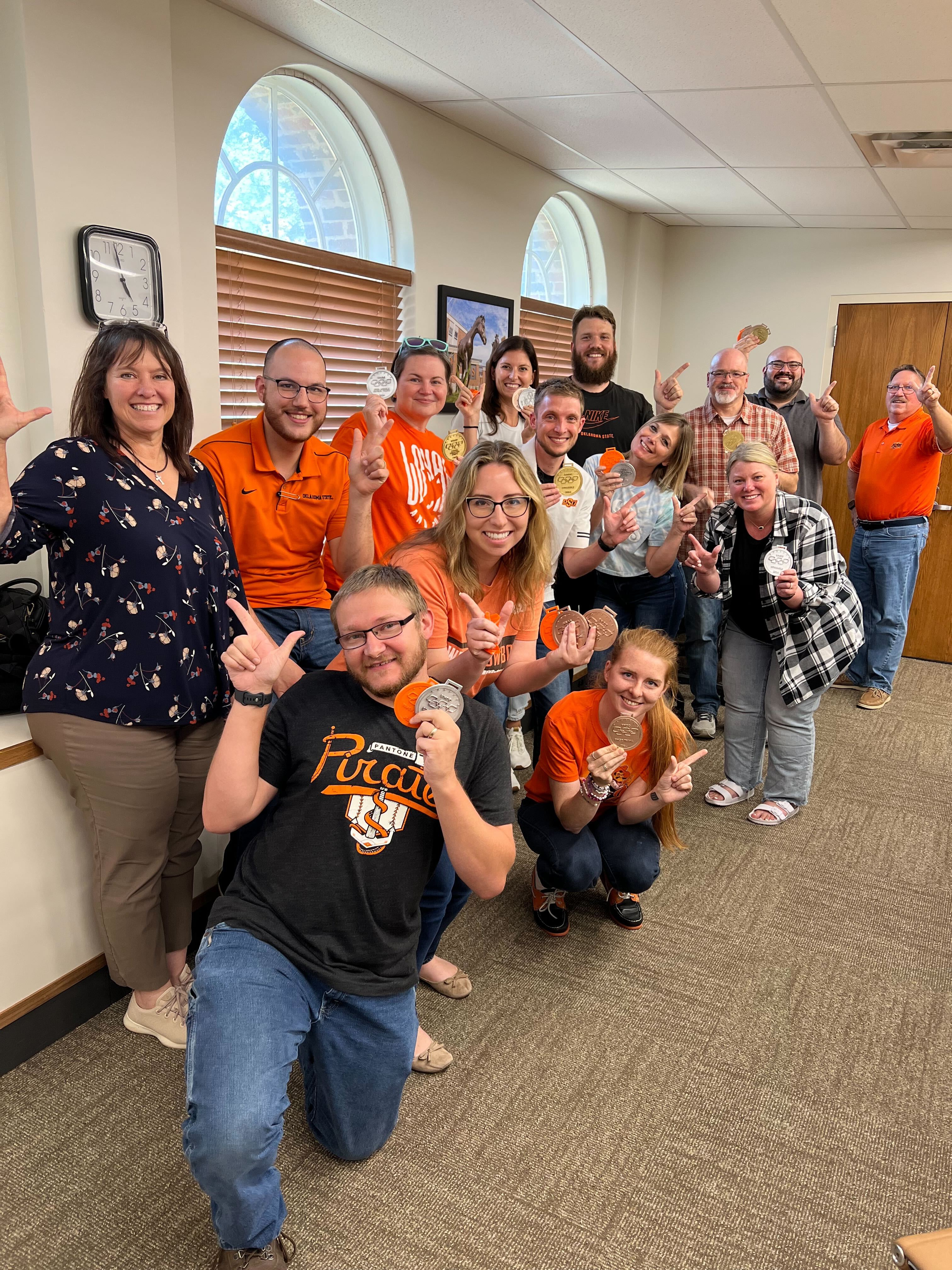 Group photo, office olympics awards ceremony