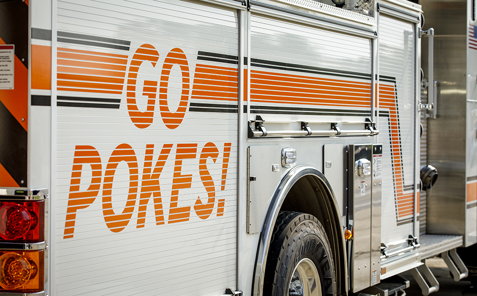 OSU-branded ladder truck