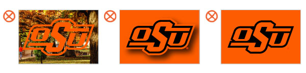 orange logo on orange and photo bkg, unacceptable usage.