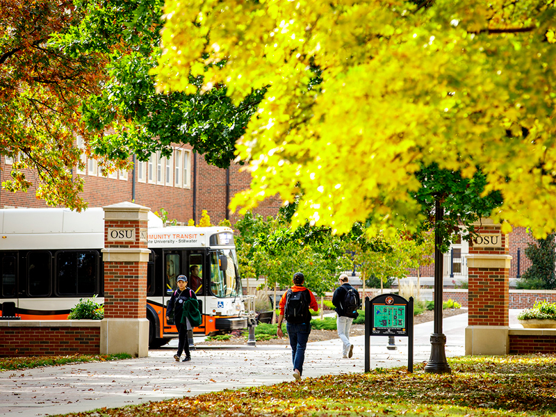 Autumn campus scene, Monroe Street