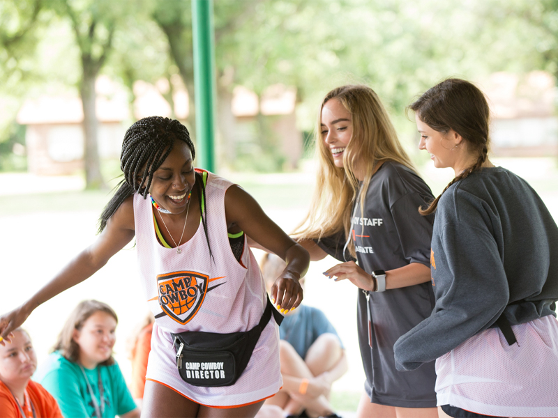 students at camp cowboy playing game
